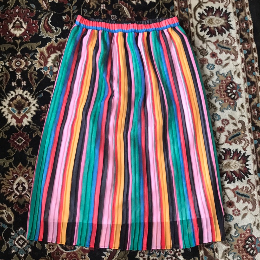 Rainbow Pleated Midi Skirt